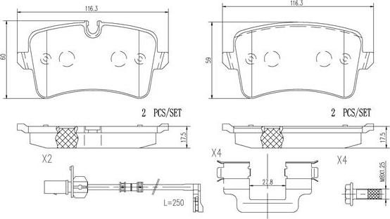 Brembo P85119N - Brake Pad Set, disc brake autospares.lv