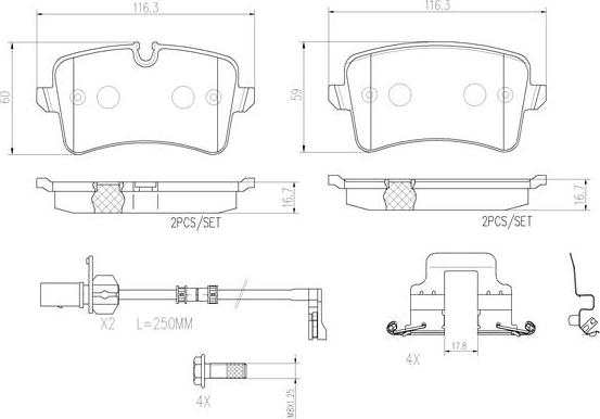 Brembo P85118N - Brake Pad Set, disc brake autospares.lv