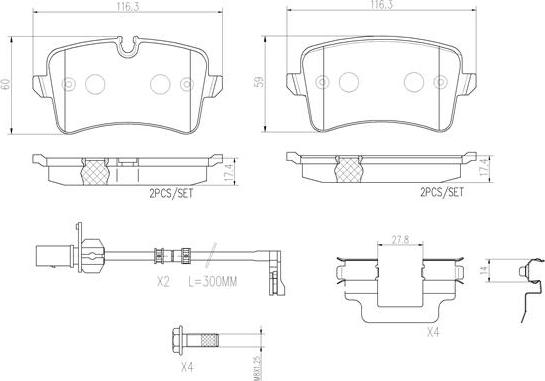 Brembo P85117N - Brake Pad Set, disc brake autospares.lv