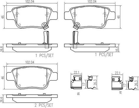 Brembo P83047N - Brake Pad Set, disc brake autospares.lv