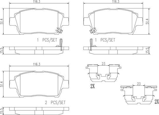 Brembo P83051N - Brake Pad Set, disc brake autospares.lv