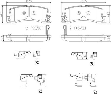 Brembo P83015N - Brake Pad Set, disc brake autospares.lv