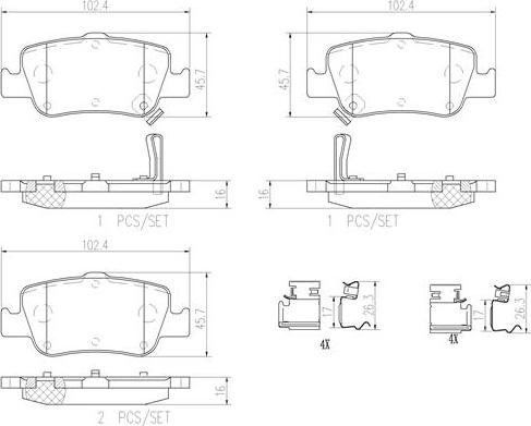 Brembo P83080N - Brake Pad Set, disc brake autospares.lv