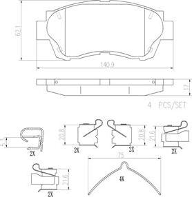 Brembo P83027N - Brake Pad Set, disc brake autospares.lv