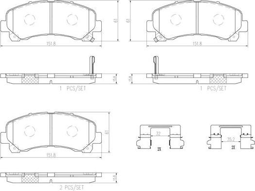 Brembo P34007N - Brake Pad Set, disc brake autospares.lv