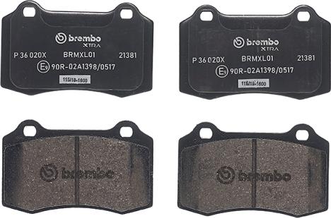 Brembo P 36 020X - Brake Pad Set, disc brake autospares.lv