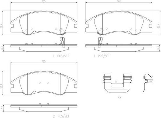 Brembo P30042N - Brake Pad Set, disc brake autospares.lv