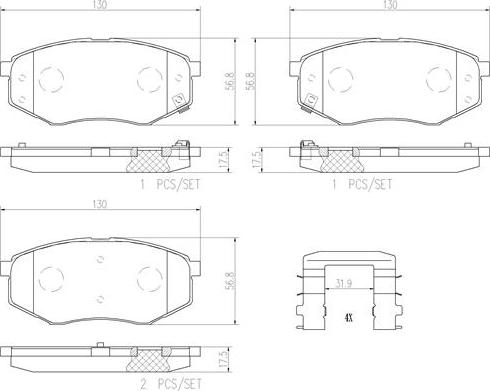 Brembo P30055N - Brake Pad Set, disc brake autospares.lv