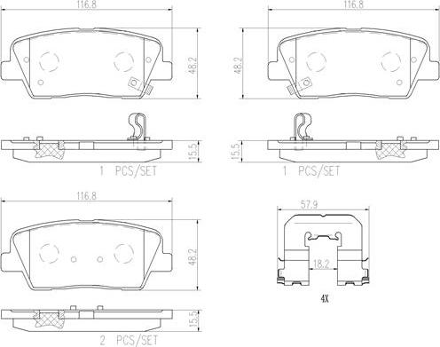 Brembo P30063N - Brake Pad Set, disc brake autospares.lv