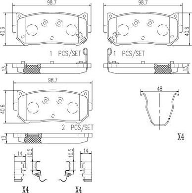 Brembo P30008N - Brake Pad Set, disc brake autospares.lv