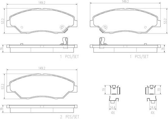 Brembo P30015N - Brake Pad Set, disc brake autospares.lv