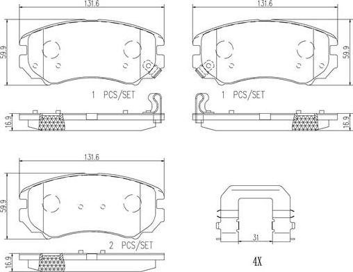 Brembo P30018N - Brake Pad Set, disc brake autospares.lv