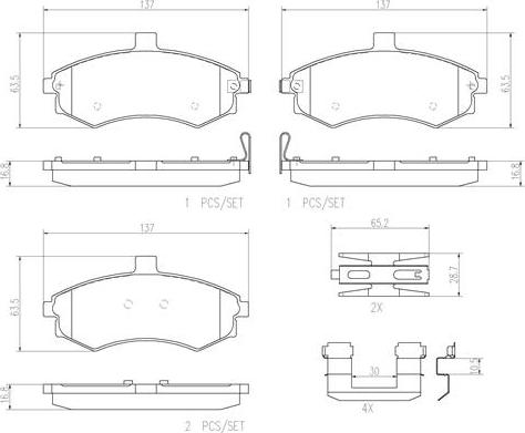 Brembo P30020N - Brake Pad Set, disc brake autospares.lv