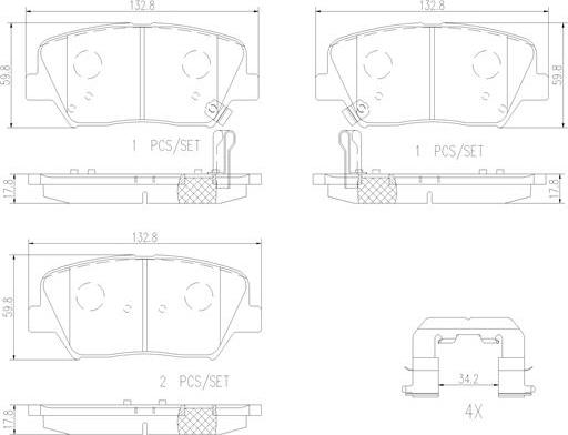 Brembo P30070N - Brake Pad Set, disc brake autospares.lv