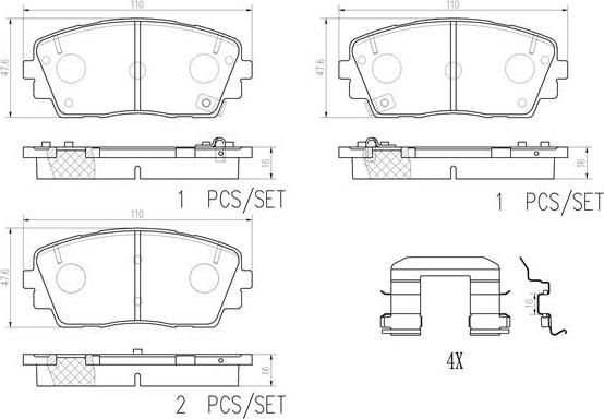 Brembo P30115N - Brake Pad Set, disc brake autospares.lv