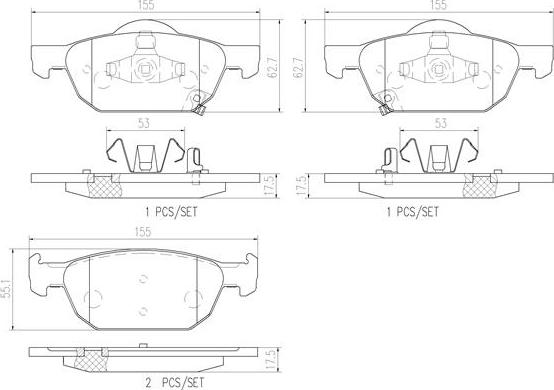 Brembo P28044N - Brake Pad Set, disc brake autospares.lv