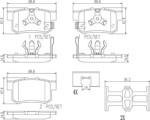 Brembo P28051N - Brake Pad Set, disc brake autospares.lv