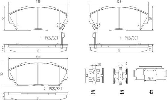 Brembo P28013N - Brake Pad Set, disc brake autospares.lv