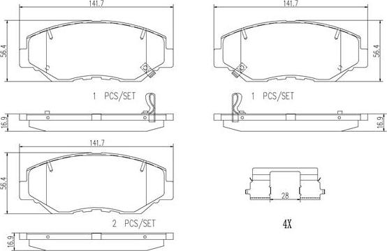 Brembo P28035N - Brake Pad Set, disc brake autospares.lv