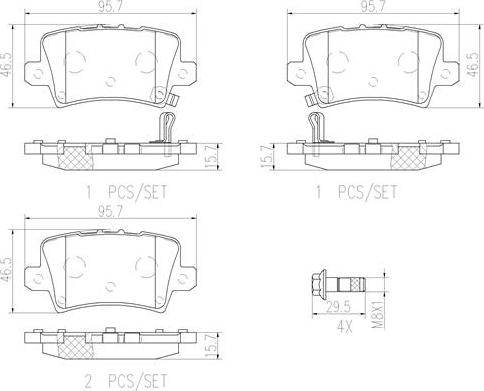 Brembo P28038N - Brake Pad Set, disc brake autospares.lv