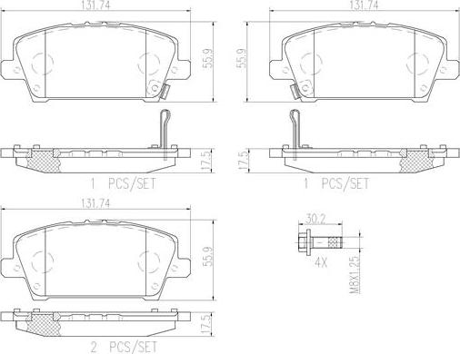 Brembo P28037N - Brake Pad Set, disc brake autospares.lv