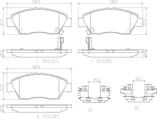 Brembo P28023N - Brake Pad Set, disc brake autospares.lv