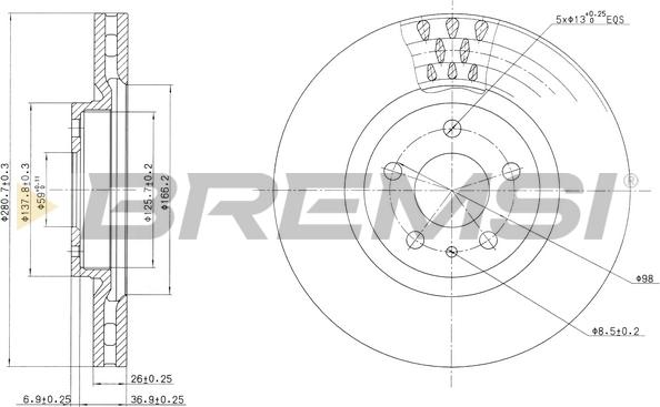 Bremsi CD6474V - Brake Disc autospares.lv