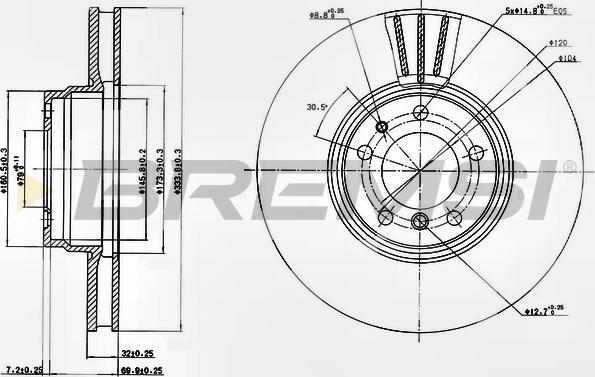 Bremsi CD6832V - Brake Disc autospares.lv