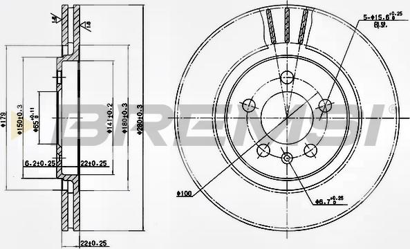 Bremsi CD6332V - Brake Disc autospares.lv