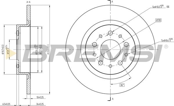 Bremsi CD8435S - Brake Disc autospares.lv