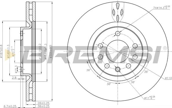 Bremsi CD7512V - Brake Disc autospares.lv