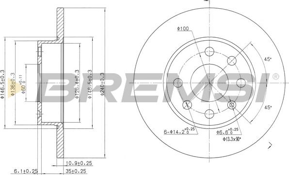 Bremsi CD7129S - Brake Disc autospares.lv