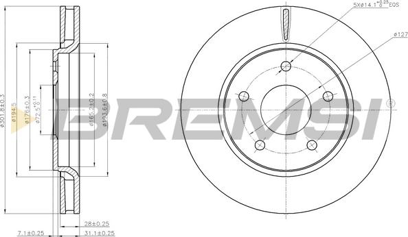 Bremsi CD7807V - Brake Disc autospares.lv