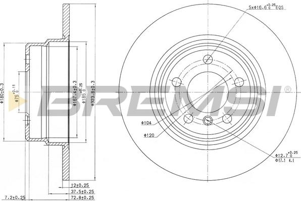 Bremsi CD7255S - Brake Disc autospares.lv