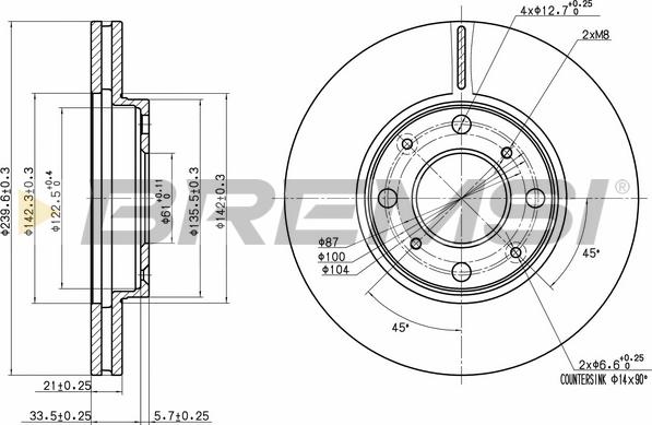 Bremsi CD7231V - Brake Disc autospares.lv