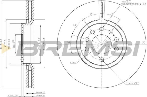 Bremsi CD7237V - Brake Disc autospares.lv