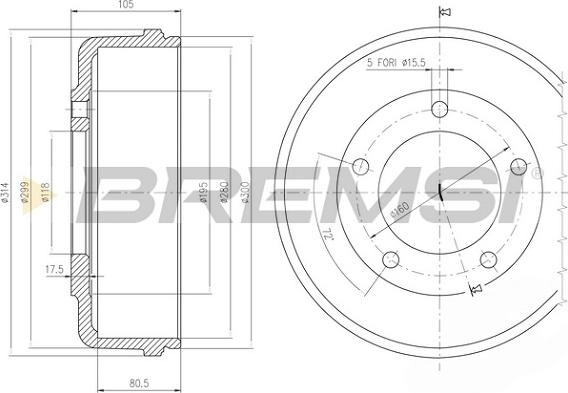 Bremsi CR5646 - Brake Drum autospares.lv