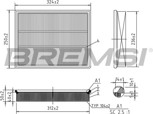 Bremsi FA0579 - Air Filter, engine autospares.lv