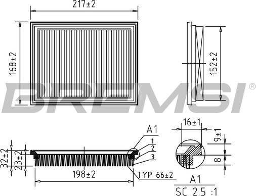 Bremsi FA0578 - Air Filter, engine autospares.lv