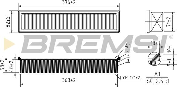 Bremsi FA0572 - Air Filter, engine autospares.lv