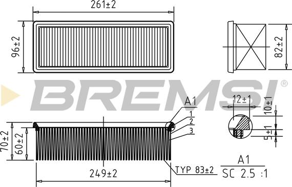 Bremsi FA0612 - Air Filter, engine autospares.lv