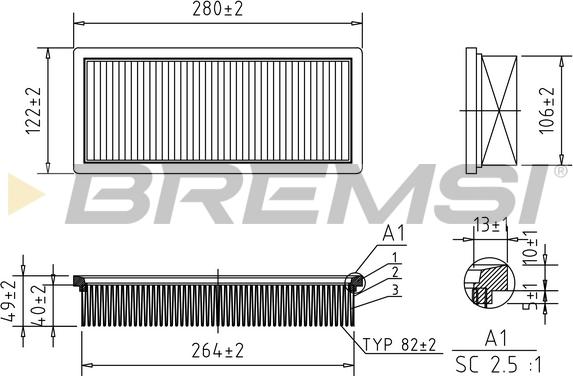 Bremsi FA0219 - Air Filter, engine autospares.lv