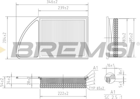 Bremsi FA0216 - Air Filter, engine autospares.lv