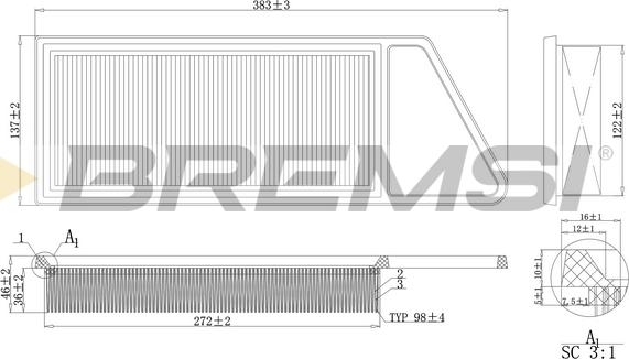 Bremsi FA0211 - Air Filter, engine autospares.lv