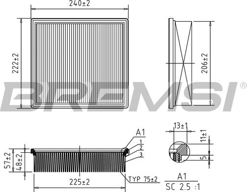 Bremsi FA1647 - Air Filter, engine autospares.lv