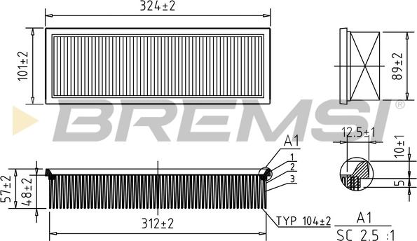 Bremsi FA1616 - Air Filter, engine autospares.lv