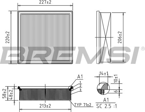 Bremsi FA1629 - Air Filter, engine autospares.lv