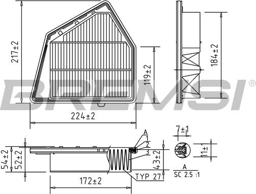 Bremsi FA1054 - Air Filter, engine autospares.lv