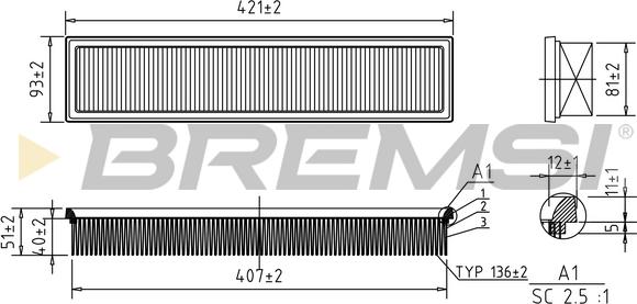 Bremsi FA1020 - Air Filter, engine autospares.lv