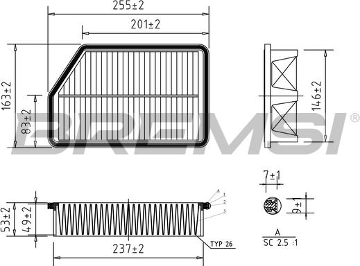 Bremsi FA1191 - Air Filter, engine autospares.lv